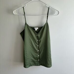 J. Crew Satin Green Button Cami
